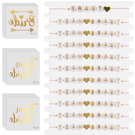 DODUOS 11 PCS Team Braut Armbänder und 11 pcs Aufkleber aus Roségold, Junggesellinnenabschied Deko Armband Set für Dating, Hochzeit, Begleitgeschenk, JGA Armbänder Frauen JGA Accessoires Frauen