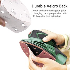 LATERN LATERN 60Pcs Sanding Sheets, 40/60/80/120/180/240 Grits Hook and Loop Mouse Sander Pads Sander Paper for Bosch Multi-Sander PSM 100A, PSM 200 AES, PSM 18 and All Oscillating Multi-Tool (15 x 10cm)