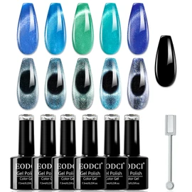 Cat Eye UV Gel Nagellack 6 Farben Cat Eye Magnet Shellac Gel Nagellack Set mit Magnetstiften Katzenaugen Magnetisch Maniküre Nail Art Salon Gellack