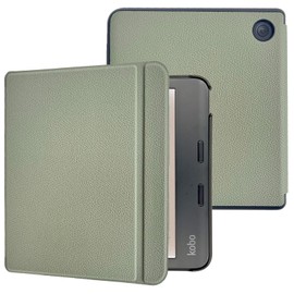 Caweet Case for Kobo Libra Colour (Model:N428, 2024 Release), Ultra Lightweight PU Leather Shell Cover with Auto Wake/Sleep, Green