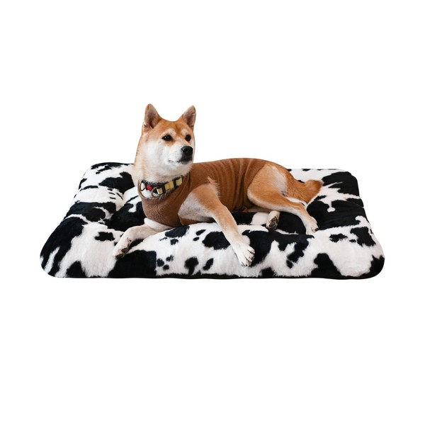 KINGROCK Fluffy Dog Crate Bed for Medium Dogs, Flat Plush