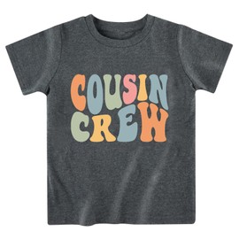 Sineeko Cousin Crew Toddler Baby Boys Girls Big Cousin Little Cousin Matching Outfits T-Shirt Tops Summer Clothes Beach Vacation Tees Dark Grey 7T