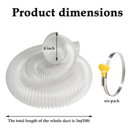 GSYUWIH 4" x 10' Dust Collection Hose with Stainless Steel Hose Clamps,Flexible Heavy Duty PVC Dust Collection Hose,Clear Dust Collector Hose for Woodworking to Collect Debris