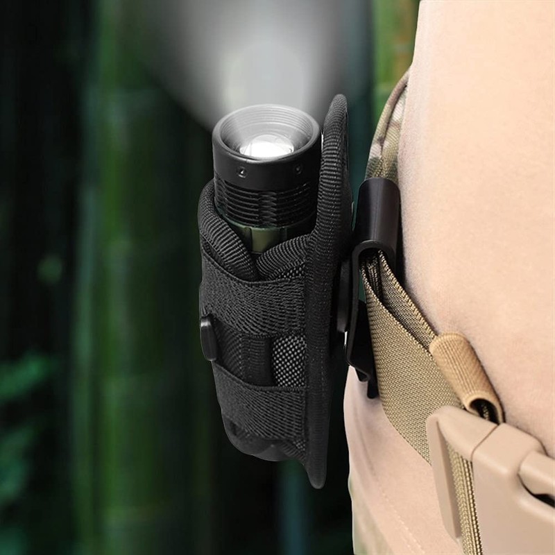 Torch Holder, Black Flashlight Holster, for Outdoor Hiking Daily Maintenance