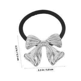 WOONEKY Thick Elastic Hair Band Bow Metal Hair Tie for Women Stylish Ponytail Holder