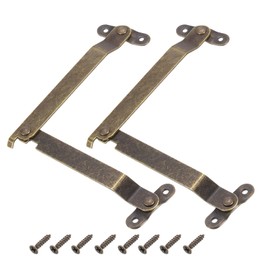 sourcing map 2 Pcs Lid Folding Support Hinges, Iron 180 Degree Rotatable Hinges, Lip Stay Hinges for Wardrobe Cabinet Wooden Boxes Cases, Large