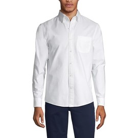 Lands' End Mens Traditional Fit Sail Rigger Oxford Shirt White Regular Small