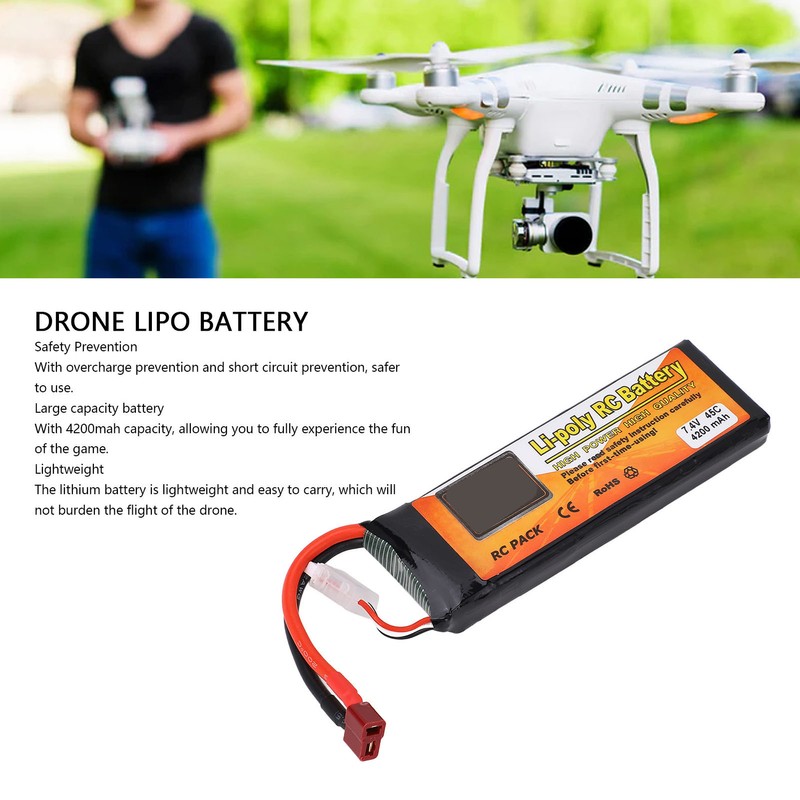 Drone Lithium Battery 7.4v 4200mah 45C 2S Lipo Battery with