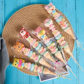 Tendwarm 100 Pcs 4x11 Inch Clear Long Cello Cellophane Treat Bags with 7 Mix Colors Twist Ties Perfect for Birthday Favor Candles Pretzel Icy Candy Popsicle