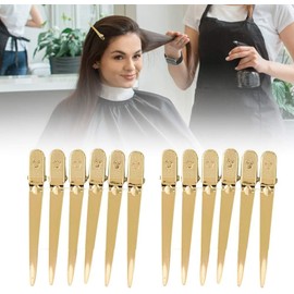 Pinzas para el Cabello, 12pcs / Box Hair Styling Clips Hairdressing Salon Seccionar Horquillas para Styling, 6 Colores Clips Para El Pelo Profesional Acero Material Seccionamiento Pinza de Cabello(oro)