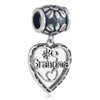 I Love Grandma Dangle Charm Hollow Heart Flower Beads Charm