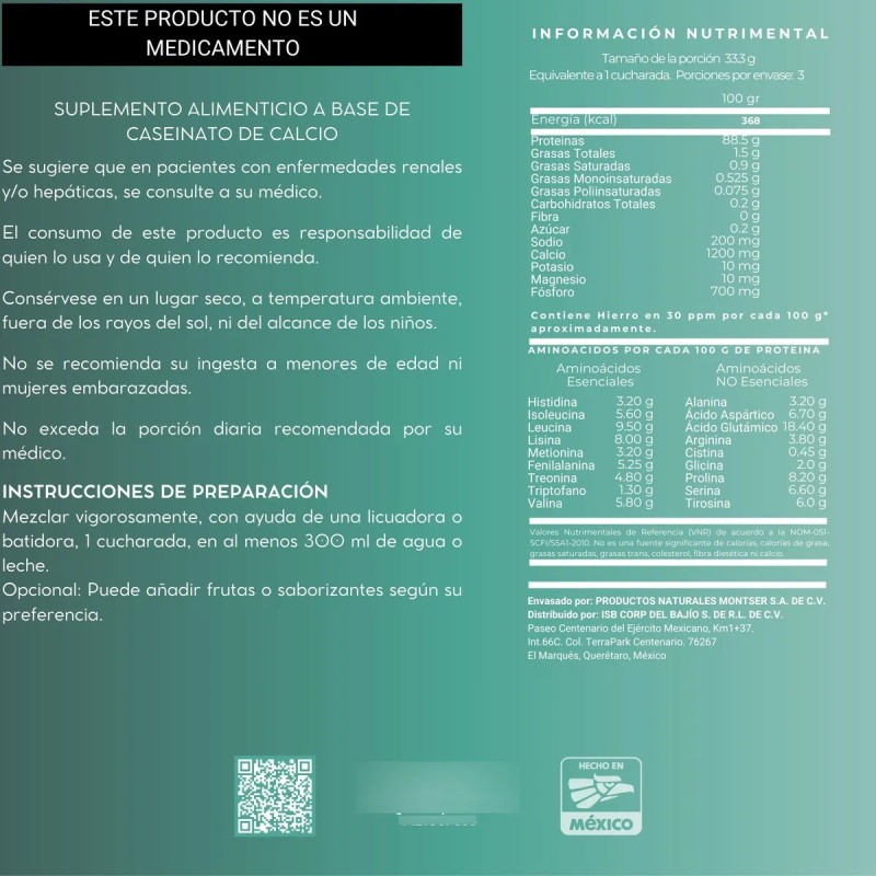 5 Pack Caseinato De Calcio 100 Gr C/u Natural Natural