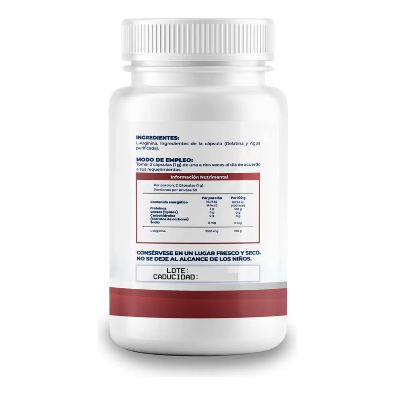 L - Arginina 500mg - 500 Cpsulas Pack 5 100