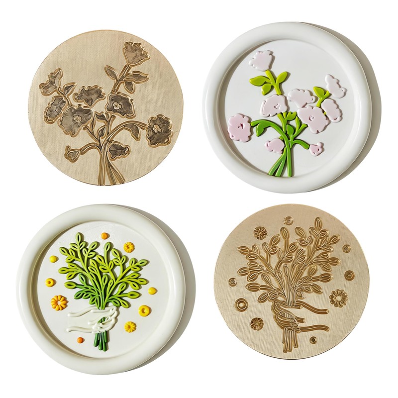 DBEFTLI 4-Piece Botanical Wax Seal Stamp Set – Interchangeable Solid
