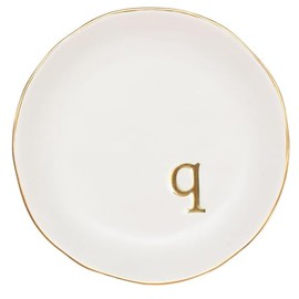 COLLECTIVE HOME - Ceramic Jewelry Tray, Decorative Trinket Dish for Rings Earrings Necklaces Bracelet Watch Keys, Birthday Mother's Day for Women, 4.75", White Surface (Q)