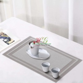 Premium Grey Color Vinyl WovenTable Mats Set of 6 Custom Waterproof Wipeable Heat Resistant Vinyl Placemat for Dining Tablecolor: Light Grey, size: 12"X 18"