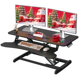 JYLH JOYSEEKER 35" Standing Desk Converter, Height Adjustable Desktop Riser with Keyboard Tray for Two Monitors, Sit to Stand up Computer Workstation for Home Office, Black