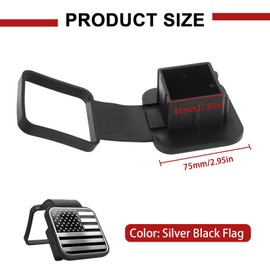 Hitch Covers 2 Inch, Rubber Trailer Hitch Cover, Square Mouth Tube Plug Insert, American Flag Tow Tube Cover Plug Cap, Unicersal Receiver Hitch Plugs for Most Vehicles (SilverBlack)