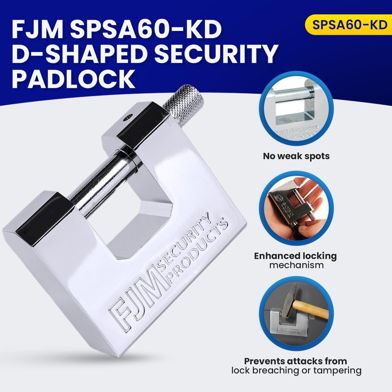 FJM SPSA60-KD D-Style High Security Padlock, Home Improvement Anti Theft