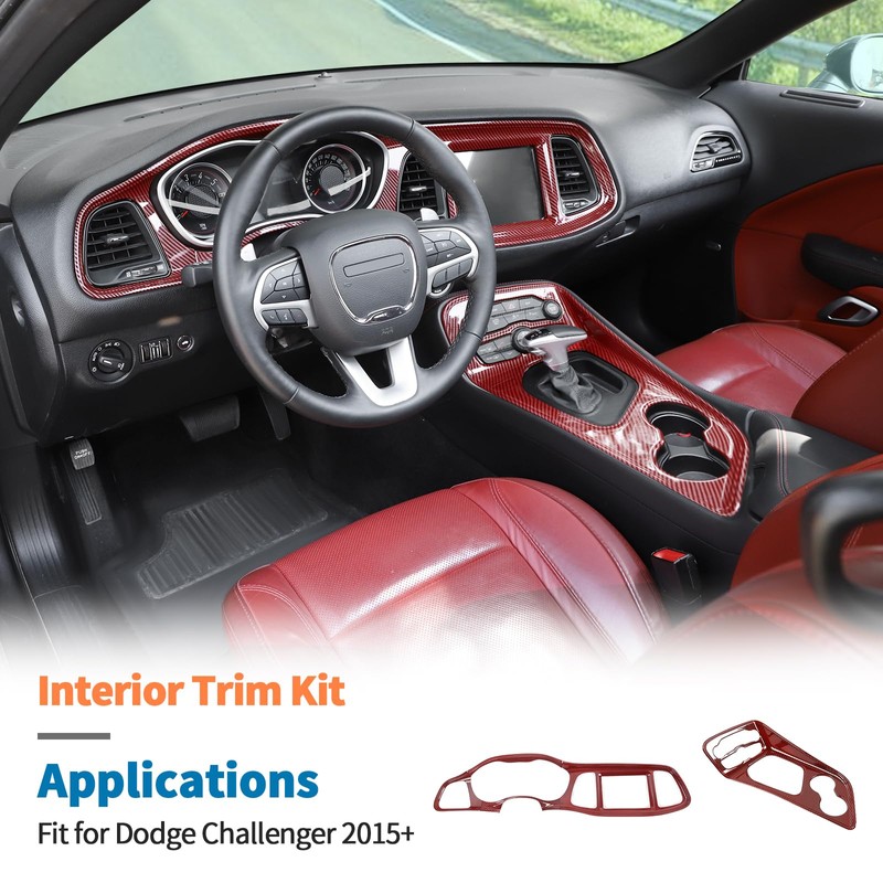 JeCar Red Carbon Fiber Interior Trim Kit Overlay for 2015-2023