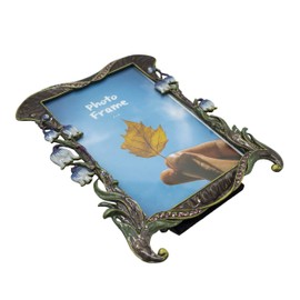 Tricune Floral Picture Frame 4x6, Vintage Photo Frame Made of Metal and High Definition Glass for Table Top Display, Home Decor, Retro Photo Frame