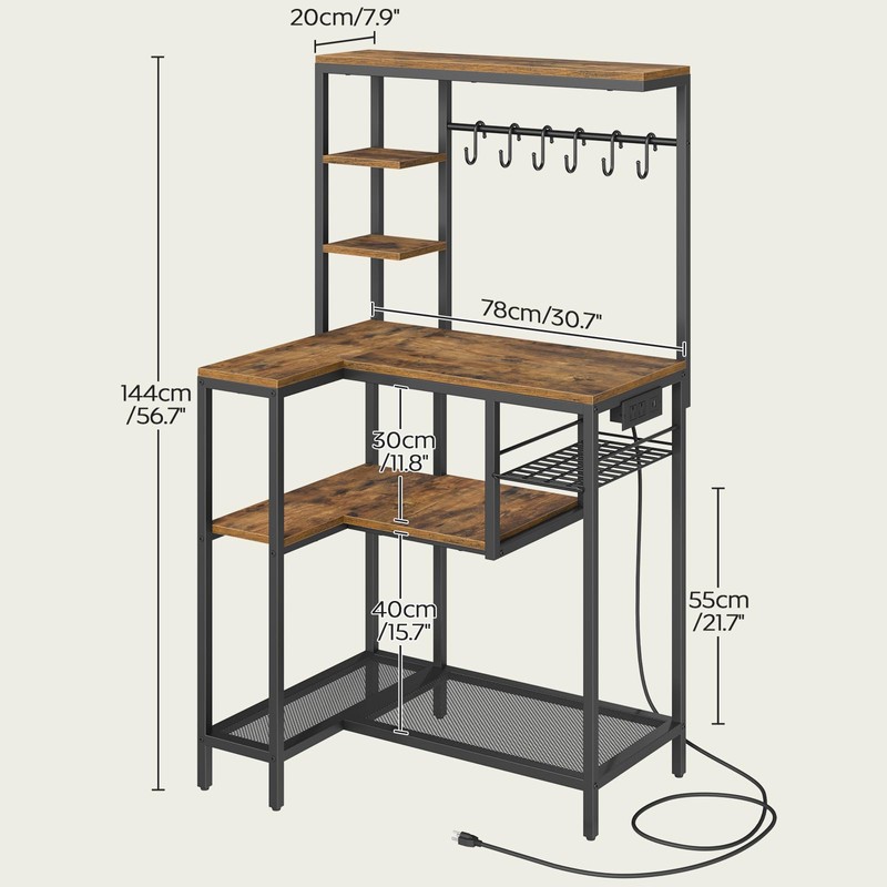 YATINEY Coffee Bar, Bakers Rack with Power Outlet, Large Microwave