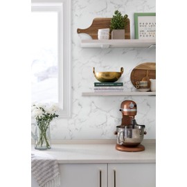 Feisoon Grey White Marble Contact Paper Glossy Marble Peel and Stick Wallpaper Self Adhesive Wallpaper Glossy Waterproof Wallpaper DIY Removable Contact Paper for Bathroom Countertop Decor 15.7"x78.7"