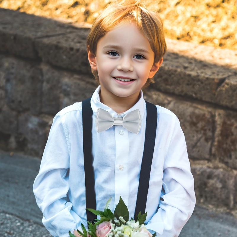 Bskifnn Kids Bow Tie Classic Solid Color Satin Bow Tie