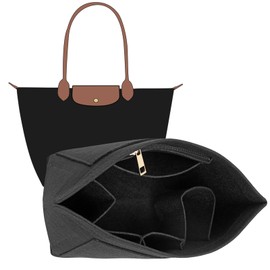 DOIAPUOS Felt Purse Organizer Inserts for Longchamp Le Pliage S Inserts HandBag (Black, Small)