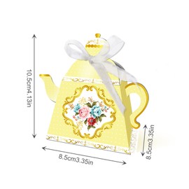 SINGOMON 24PCS Floral Tea Party Favor Boxes Teapot Boxes Tea Pot Shaped Treat Boxes Candy Boxes Tea Time Gift Boxes with Handle for Tea Party Supplies Tea Party Decorations Baby Shower Bridal Shower Tea Time Birthday Party Supplies with 4 Styles