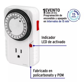 Volteck Temporizador Analógico, 1 Evento Volteck 48385