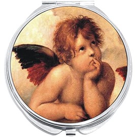 NewCharms Cherub Painting Compact with Mirrors - Perfect Pocket and Purse Size Folding Mirror for Applying Make Up Anywhere