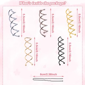 40PCS Spiral U-Shaped Hair Pins, Twist Hair Pin Waved U-Shaped Hair Pins Metal Hair Clips Hair Stick Spiral Bobby Pins Hair Clip Round Tips Pins Hair Accessories For Woman Girls