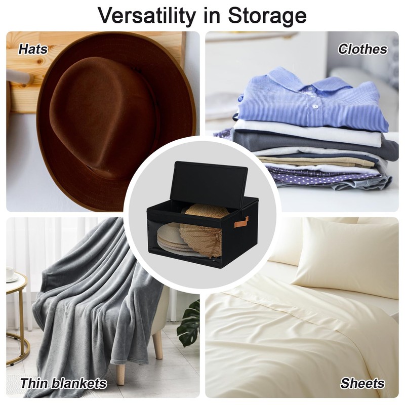 LOVSTORAGE Large Hat Storage Box for Women & Men, Stackable