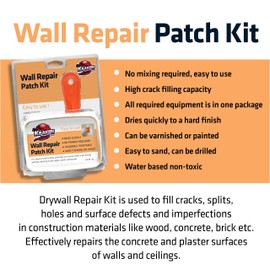 Kraken Bond Drywall Patch Repair Kit - (3x8 fl.oz.) Easy to Use Wall Patch Repair Kit for Drywall Hole & Cracks, Includes Aluminum Self-Adhesive Patch, Grit Sandpaper, Plastic Putty Knife, 3 Pack