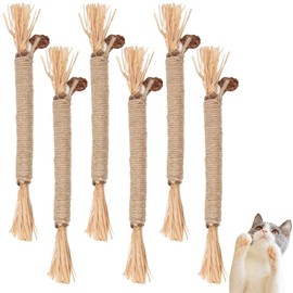 ZDQC Pack of 6 Nibble Sticks Cat, Matatabi Chew Sticks, Cat Sticks for Teeth Cleaning, Catnip Sticks for Cats, Cats Dental Care Toy, Catnip Toy with Bell