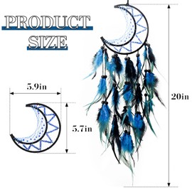 WisePoint Dream Catcher Wall Decor for Girls, Kit With Feathers and Beads Pendant, Handwoven for Bedroom and Living Room Decoration (Blue Black)