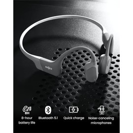 SHOKZ OpenRun (AfterShokz Aeropex) Auriculares Deportivos de conducción ósea con Bluetooth de oído Abierto Auriculares inalámbricos Resistentes al Sudor pa Gris Estándar