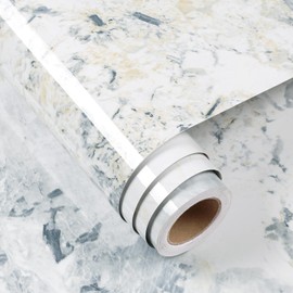 FunStick Blue and White Marble Contact Paper for Countertops Cabinets Waterproof Removable Granite Countertop Contact Paper Marble Wallpaper Peel and Stick Countertops for Kitchen Bathroom Desk 12x200