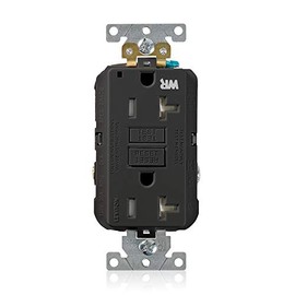 Leviton 20A-125V Extra-Heavy Duty Industrial Grade Weather/Tamper-Resistant Duplex Self-Test GFCI Receptacle, G5362-WTE, Black