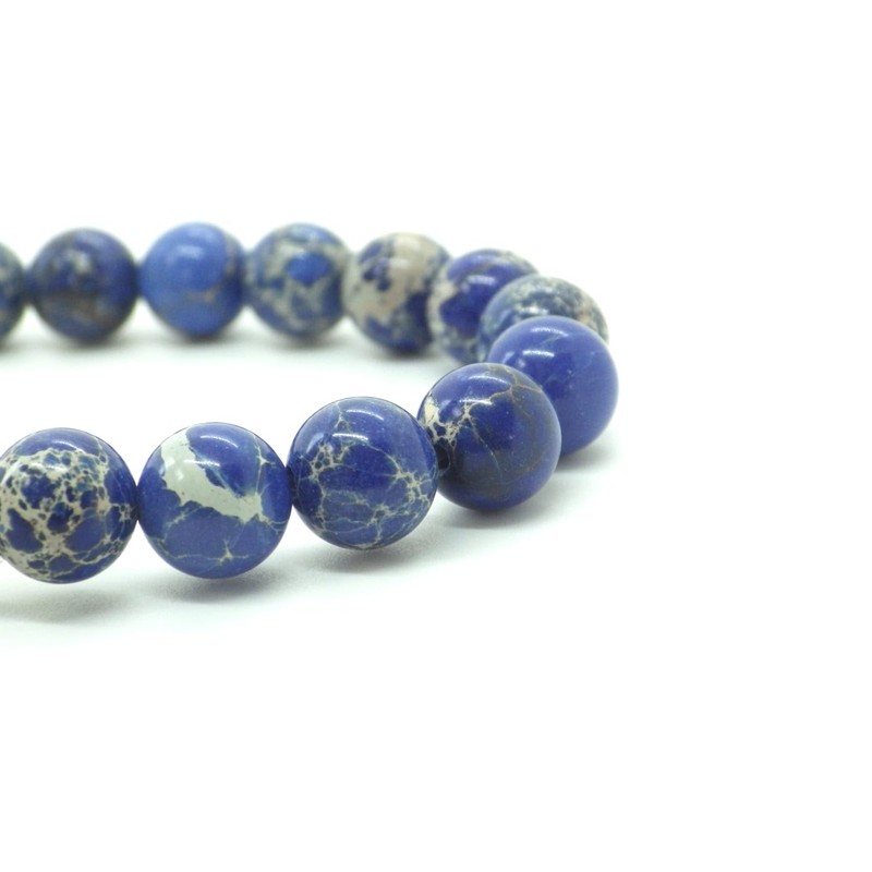 Ethnic bracelet for men in blue imperial jasper beads and