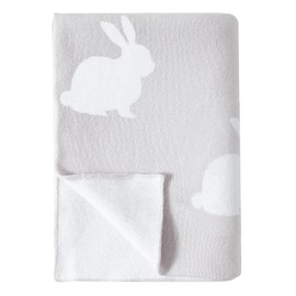 david's kids Cotton Knitted Baby Blanket, Cozy Lightweight Swaddle Blankets for Boys Girls Neutral, Luxurious Receiving Blanket for Shower Gift Registry for Newborns, 30x40 Inches, Rabbit