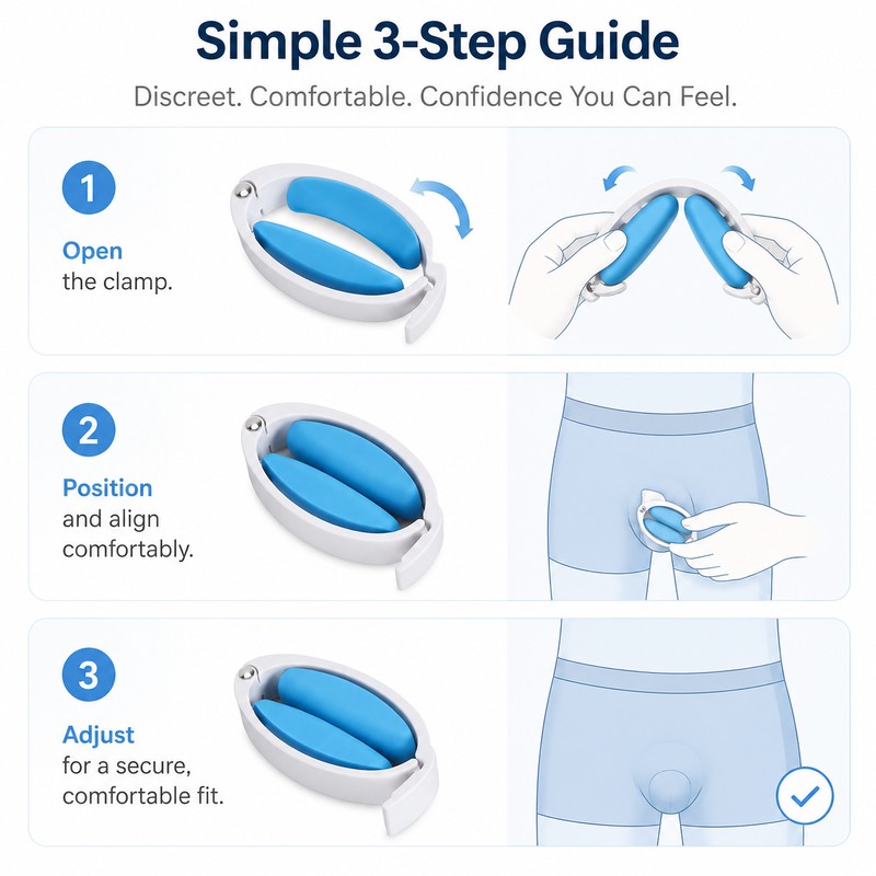 Male Incontinence Clamp for Daily Leakage Management – Adjustable Soft