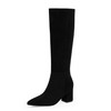 Easyfox Womens Knee High Black Boots Chunky Heel Tall Black
