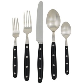Ginkgo International Lyon 5-Piece Stainless Steel Flatware Place Setting, Ebony, Service for 1