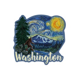 Die Cut Sticker Washington, Bigfoot, Starry Night, Contour Vinyl Sticker 1 to 3 inches (Waterproof Decal for Cars, Water Bottles, Laptops, Coolers), Small