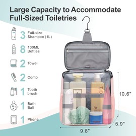 F-color Shower Caddy Portable for Dorm - Shower Bag Fits Full-Size Bottles