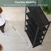 DEANIC 5-Shelf Folding Bookcase with Wheels, Rolling Bookshelf Heavy Duty