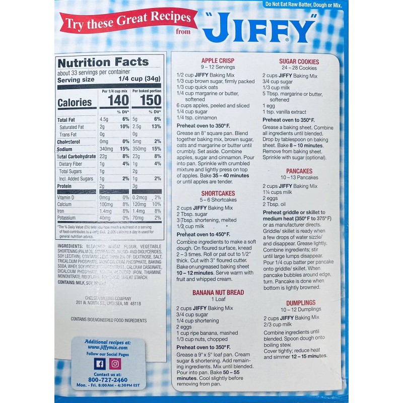 Jiffy All Purpose Baking Mix 40 oz Box Flour For