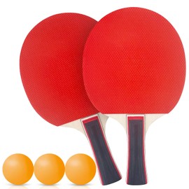 Sudnsadaks Tischtennisschläger Set, Ping Pong Set 2 Tischtennis-Schläge + 3 Tischtennis-Bälle+ Tischtennishülle, Table Tennis Racket für Anfänger, Amateure, Fortgeschrittene und Familienunterhaltung